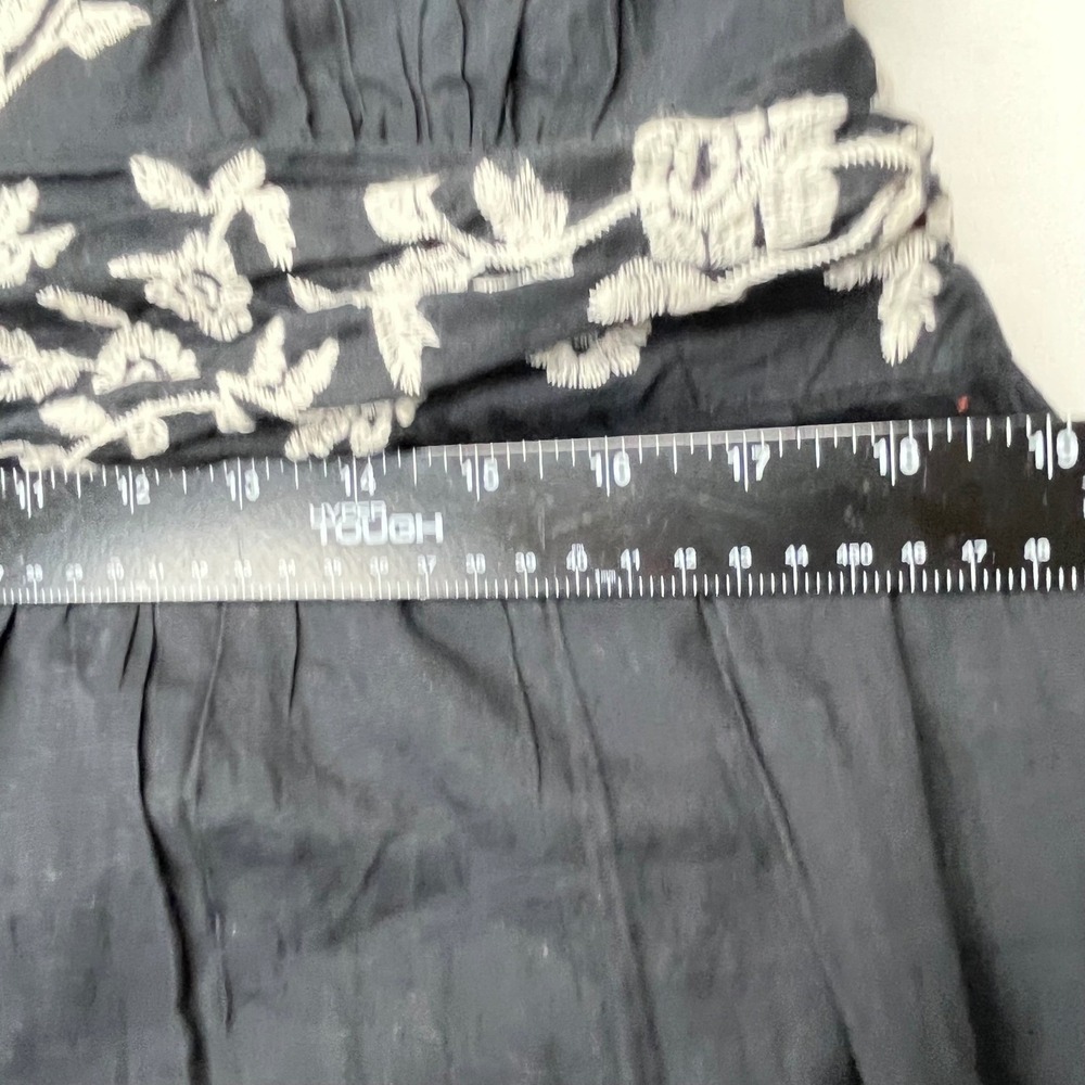 Abercrombie & Fitch Maxi Dress XL Black Cotton Floral Embroidered Halter Boho - Picture 6 of 16